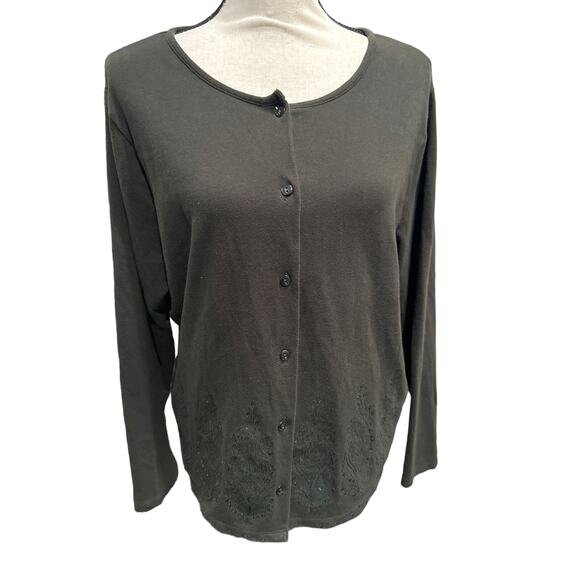 Women’s Christopher & Banks Forest Green Sequin Sweater. Size X ( 14W ) - Picture 1 of 4
